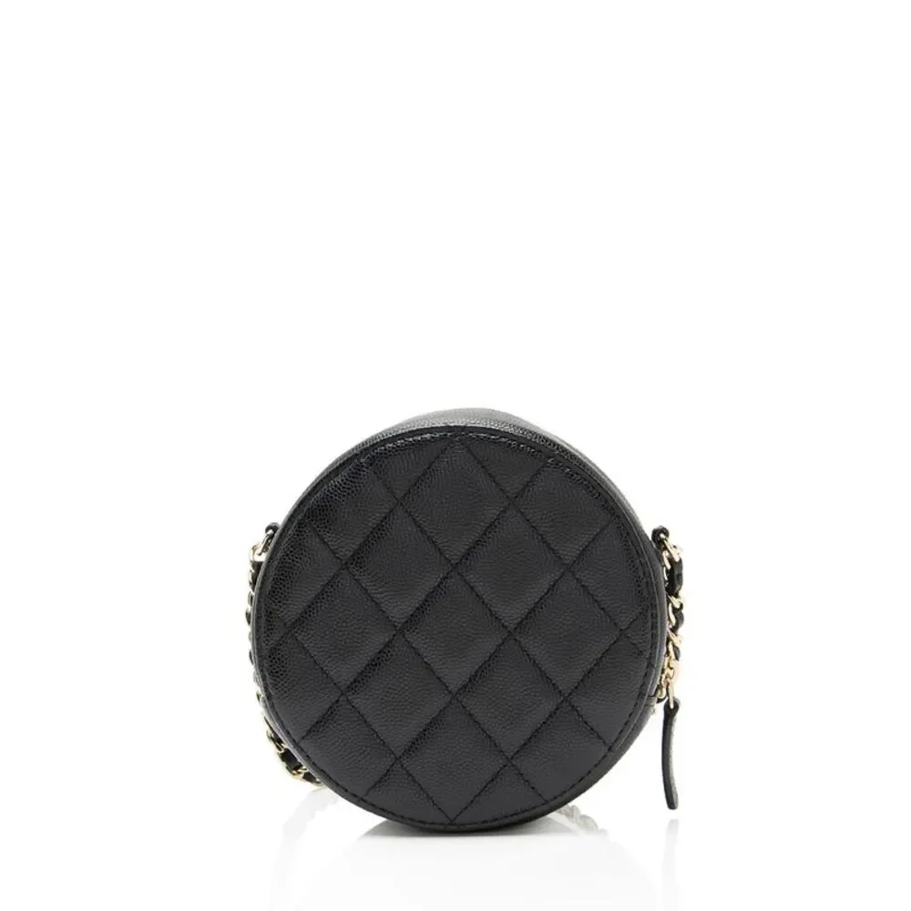 Chanel Caviar Leather Round Clutch with Chain